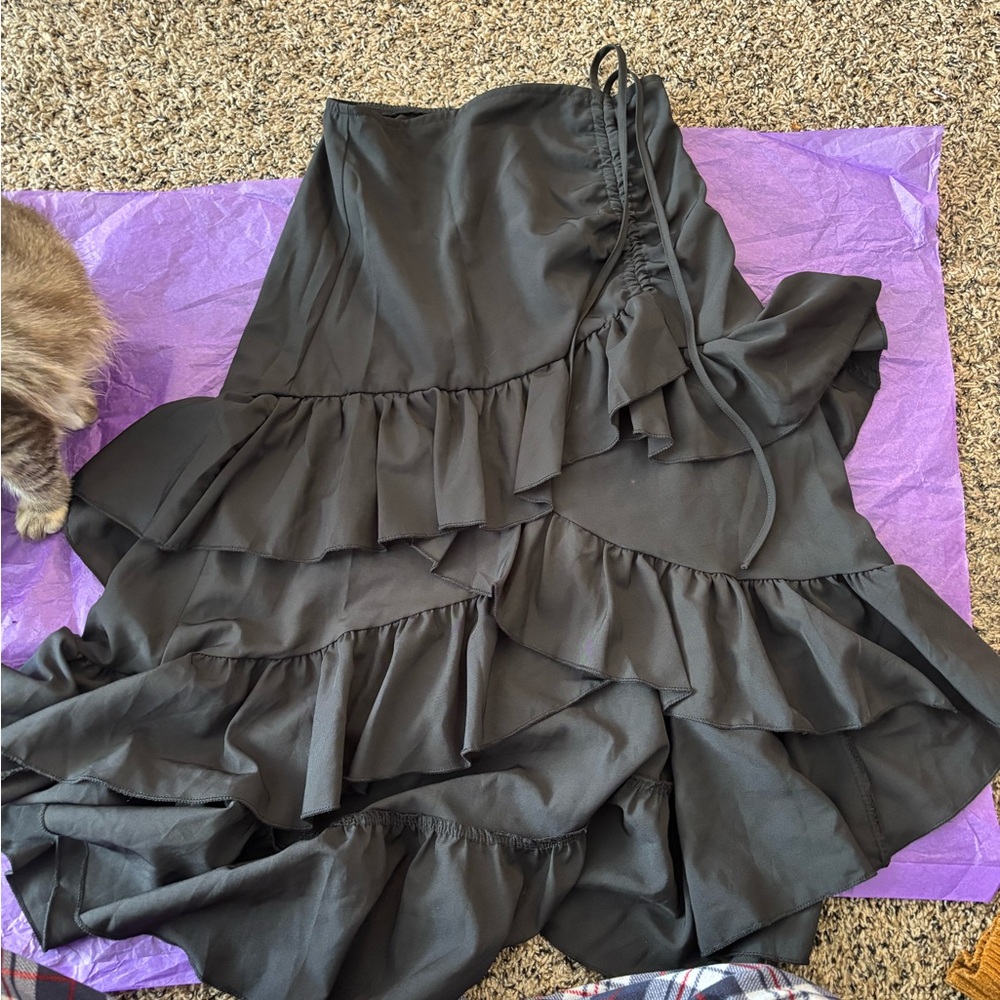 Elegant Black Ruffled Skirt
